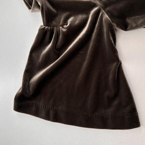 Old Navy Brown Velvet Bell Sleeve Empire Waist Dress M Babydoll Y2K Western Boho - Picture 6 of 9
